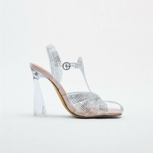Zara VINYL HEELED CAGE SANDALS